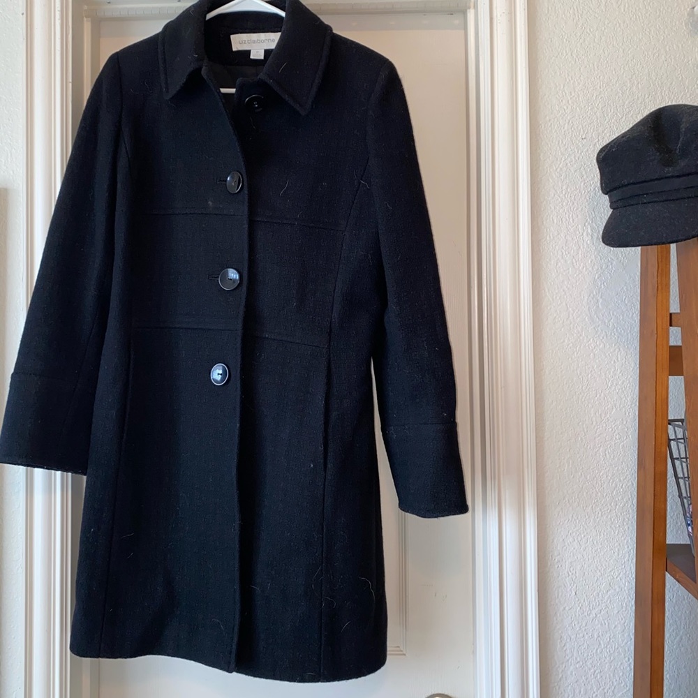 Liz Clairborne | Black Buttoned Peacoat
